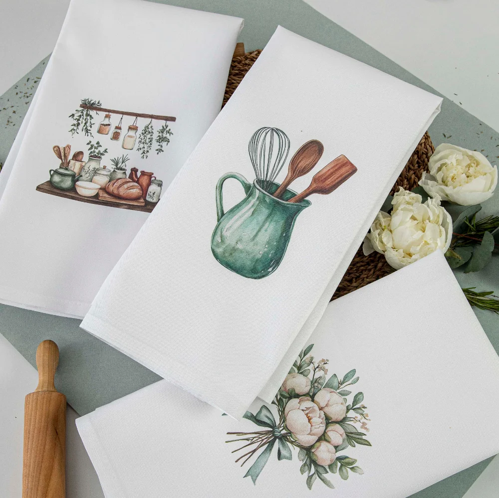 Alternative view of Ποτηρόπανα Κουζίνας Basilico Σετ 3ΤΜΧ - (3) 50 x 70 cm - Λευκό - Borea Home Textiles