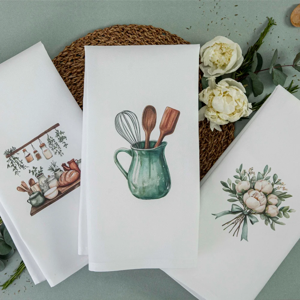 Ποτηρόπανα Κουζίνας Basilico Σετ 3ΤΜΧ - (3) 50 x 70 cm - Λευκό - Borea Home Textiles