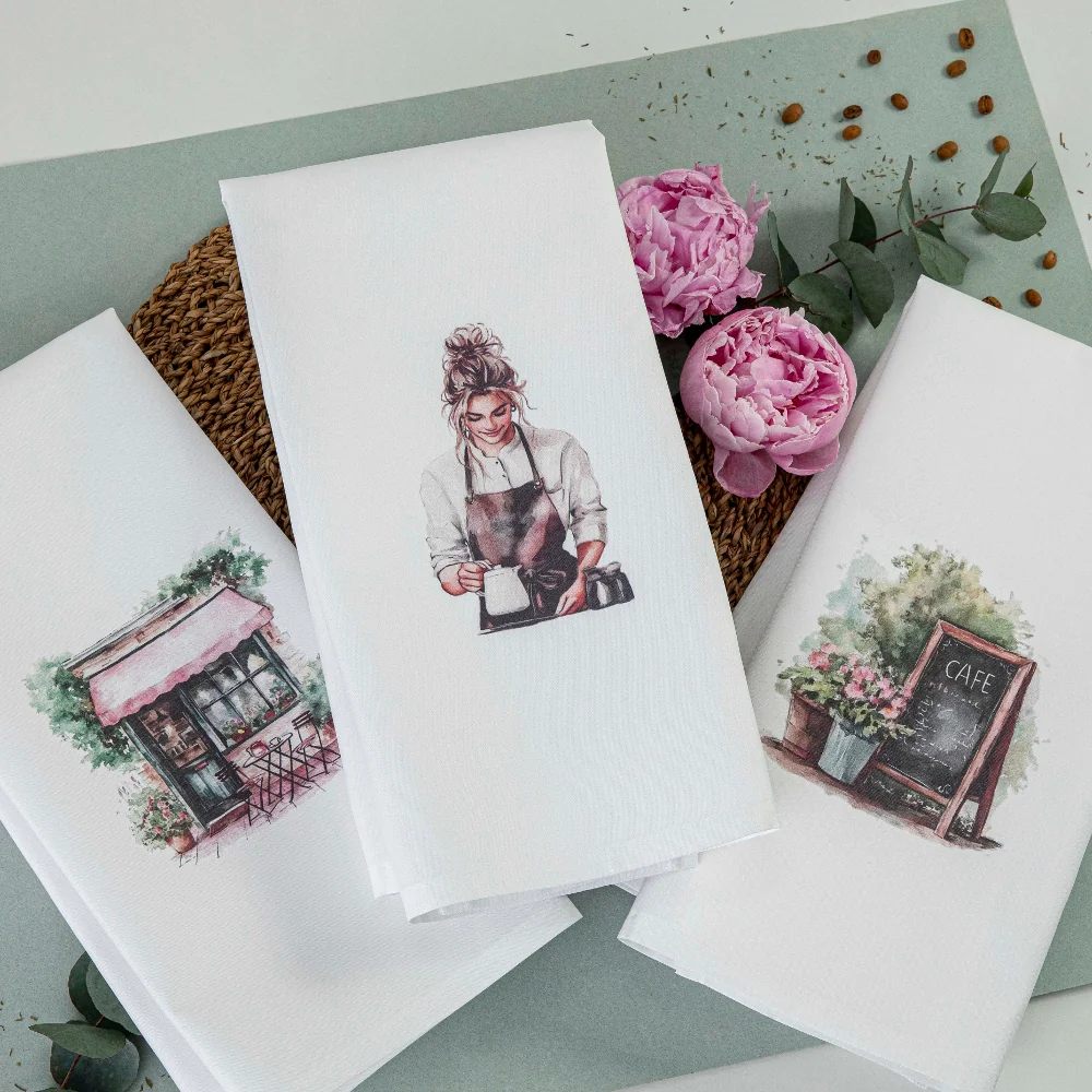 Alternative view of Ποτηρόπανα Κουζίνας Bistro Σετ 3ΤΜΧ - (3) 50 x 70 cm - Λευκό - Borea Home Textiles