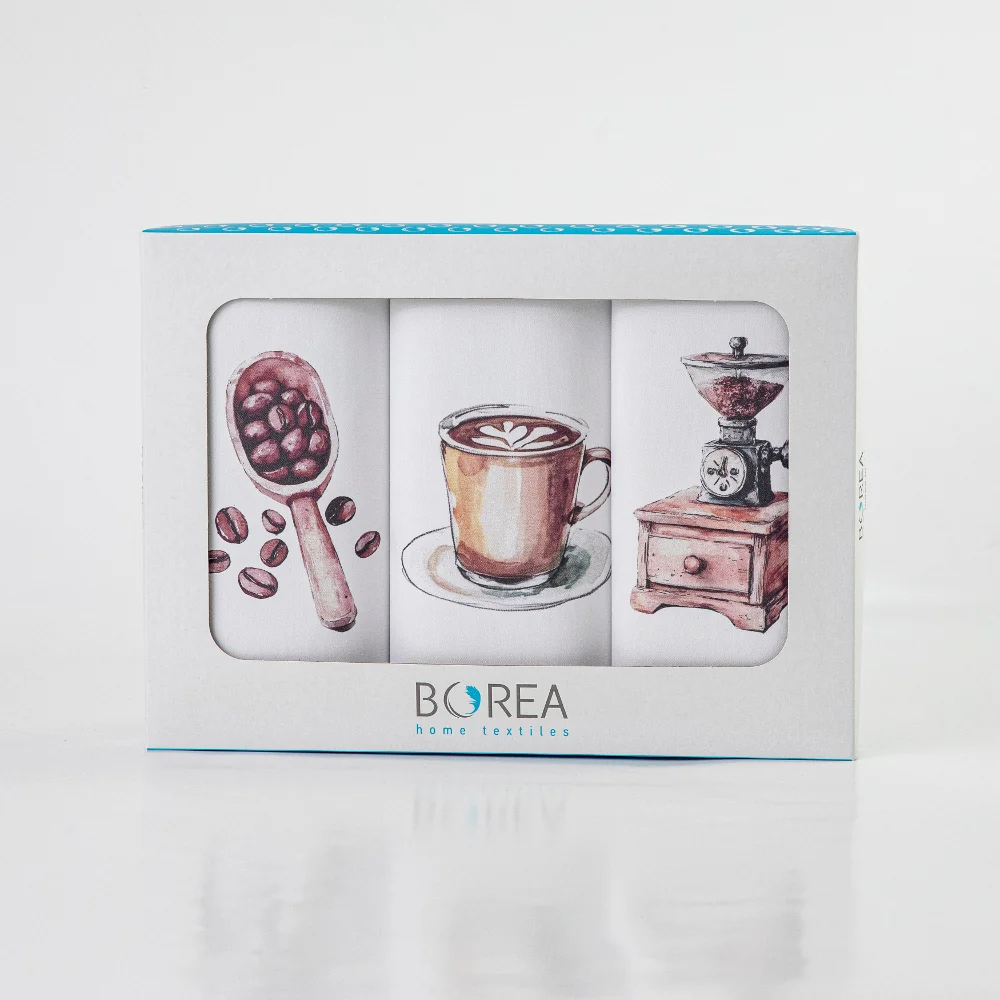 Ποτηρόπανα Κουζίνας Coffee Σετ 3ΤΜΧ - (3) 50 x 70 cm - Λευκό - Borea Home Textiles - Image 3