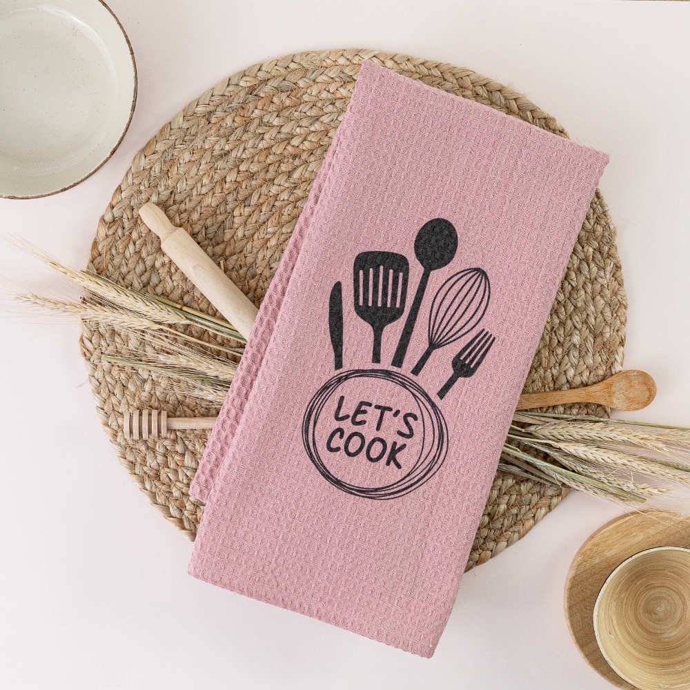 Ποτηρόπανα Κουζίνας Waffle Let's Cook - 50 x 70 cm - Βεραμάν - Borea Home Textiles