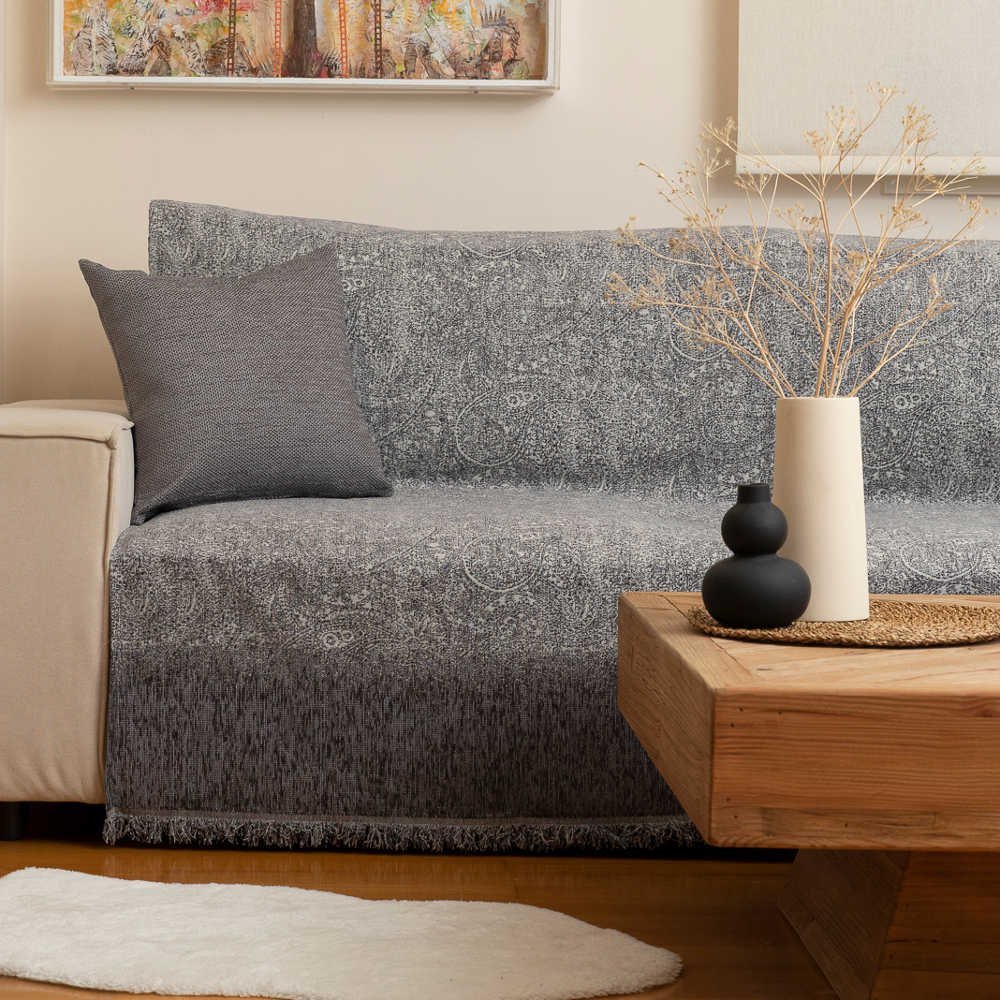 Alternative view of Ριχτάρι Σενίλ Τριθέσιο Babylon - 180 x 300 cm - Γκρι - Borea Home Textiles