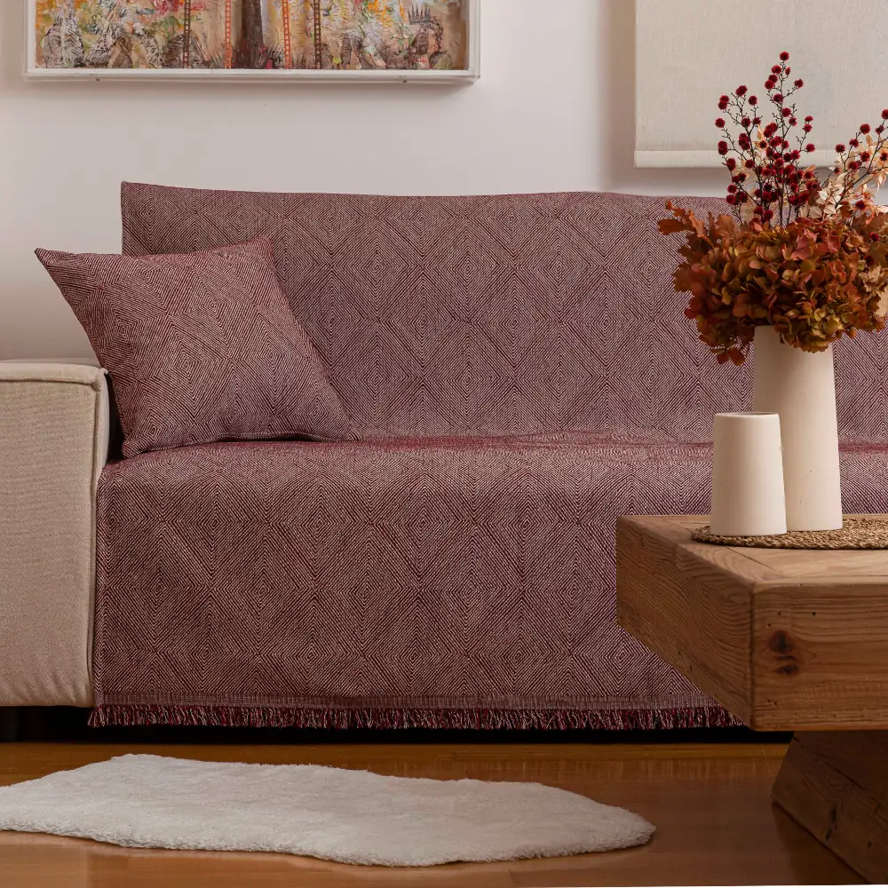 Ριχτάρι Σενίλ Διθέσιο Bari - 180 x 250 cm - Μπορντώ - Borea Home Textiles