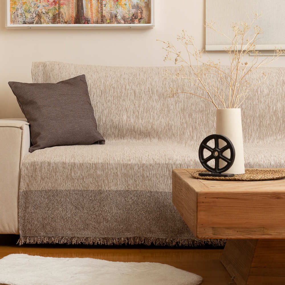 Ριχτάρι Σενίλ Τετραθέσιο Square - 180 x 350 cm - Γκρι - Borea Home Textiles