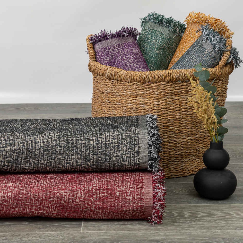 Ριχτάρι Σενίλ Διθέσιο Tile - 180 x 250 cm - Μπορντώ - Borea Home Textiles