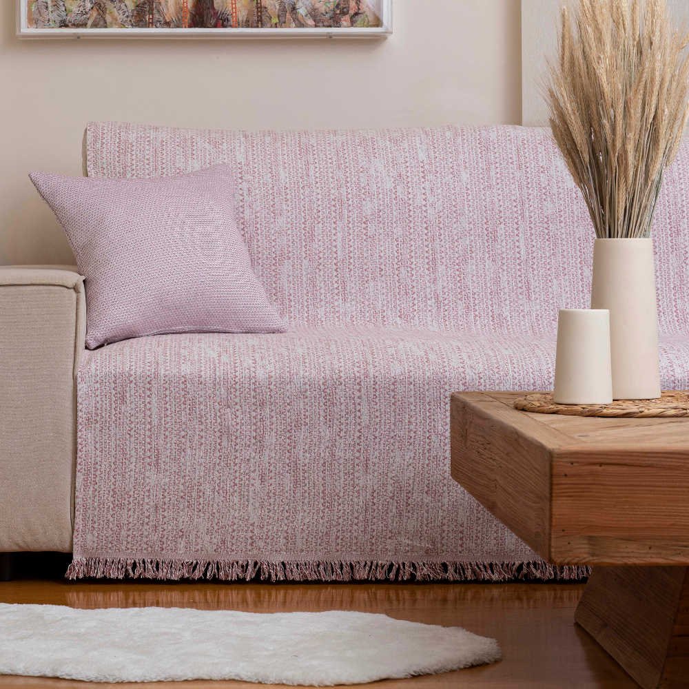 Ριχτάρι Βαμβακερό Τριθέσιο Boho - 180 x 300 cm - Λιλά - Borea Home Textiles