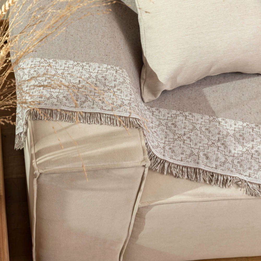 Alternative view of Ριχτάρι Βαμβακερό Τριθέσιο Iris - 180 x 300 cm - Γκρι - Borea Home Textiles