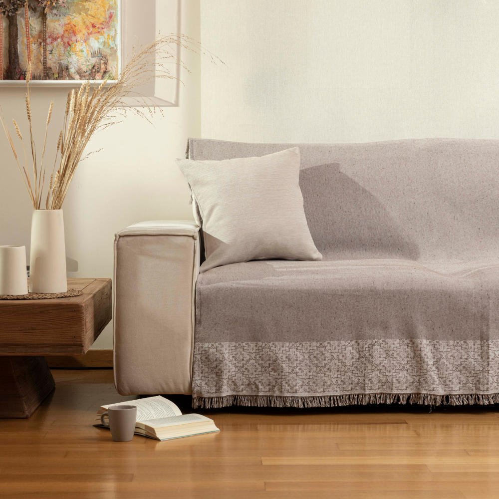 Ριχτάρι Βαμβακερό Τριθέσιο Iris - 180 x 300 cm - Γκρι - Borea Home Textiles