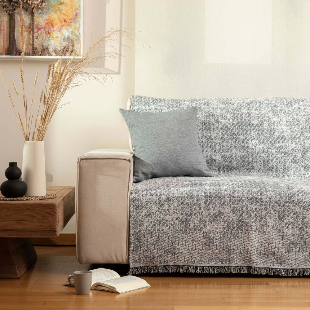 Ριχτάρι Βαμβακερό Διθέσιο Yaiza - 180 x 250 cm - Γκρι - Borea Home Textiles