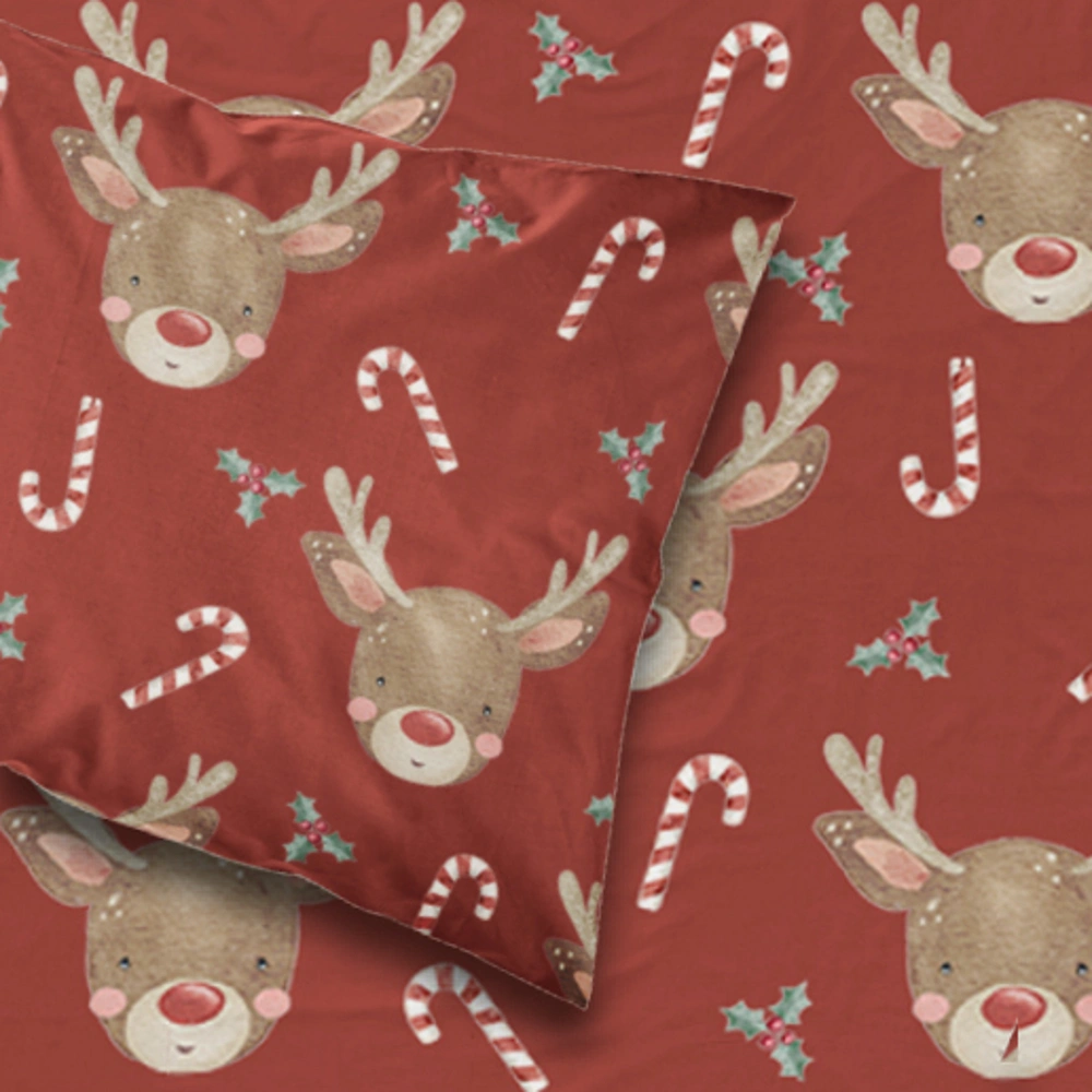 Ζεύγος Μαξιλαροθήκες Χριστουγεννιάτικες Rudolf - (2) 50 x 70 cm - Κόκκινο - Borea Home Textiles