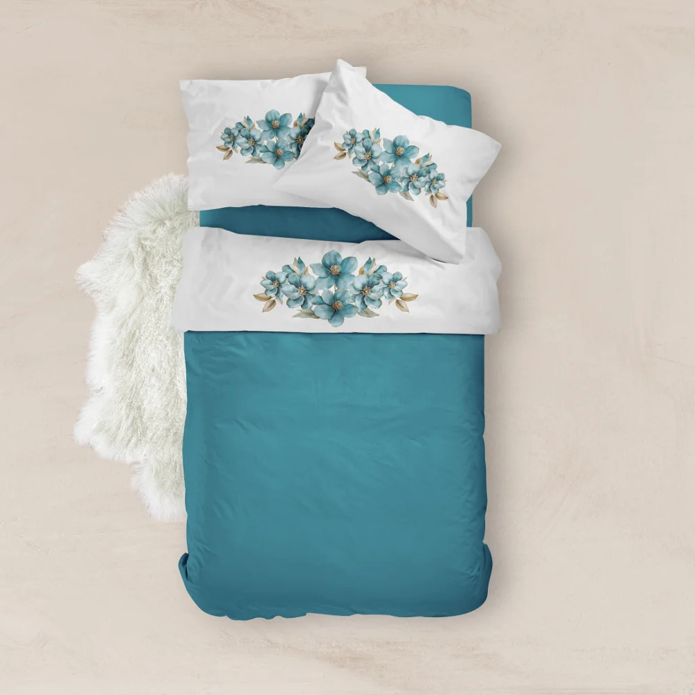 Σεντόνι Digital Print Σετ Emerald Υπέρδιπλο - 220 x 240 cm + (2) 50 x 70 cm - Λευκό - Borea Home Textiles