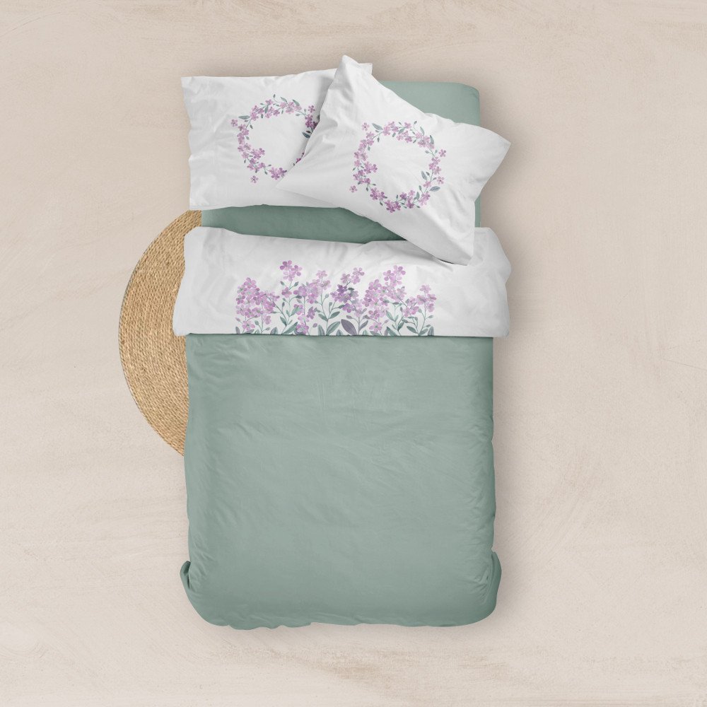 Σεντόνι Digital Print Σετ Forget me Not Υπέρδιπλο - 220 x 240 cm + (2) 50 x 70 cm - Λευκό - Borea Home Textiles