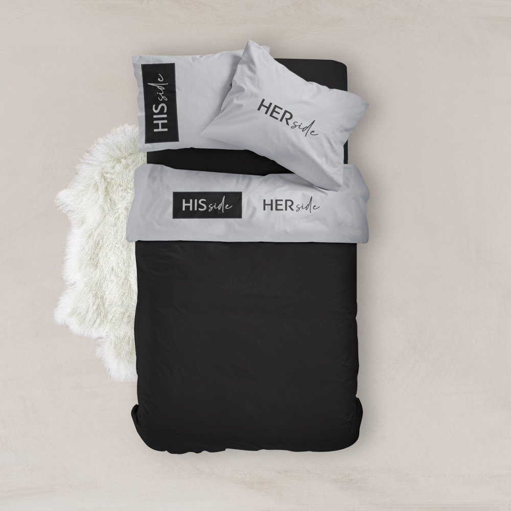 Σεντόνι Digital Print Σετ His&Hers Υπέρδιπλο - 220 x 240 cm + (2) 50 x 70 cm - Ποντικί - Borea Home Textiles