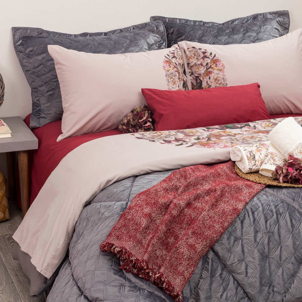 Alternative view of Σεντόνι Digital Print Σετ Marjorie Υπέρδιπλο - 220 x 240 cm + (2) 50 x 70 cm - Γκρι - Borea Home Textiles