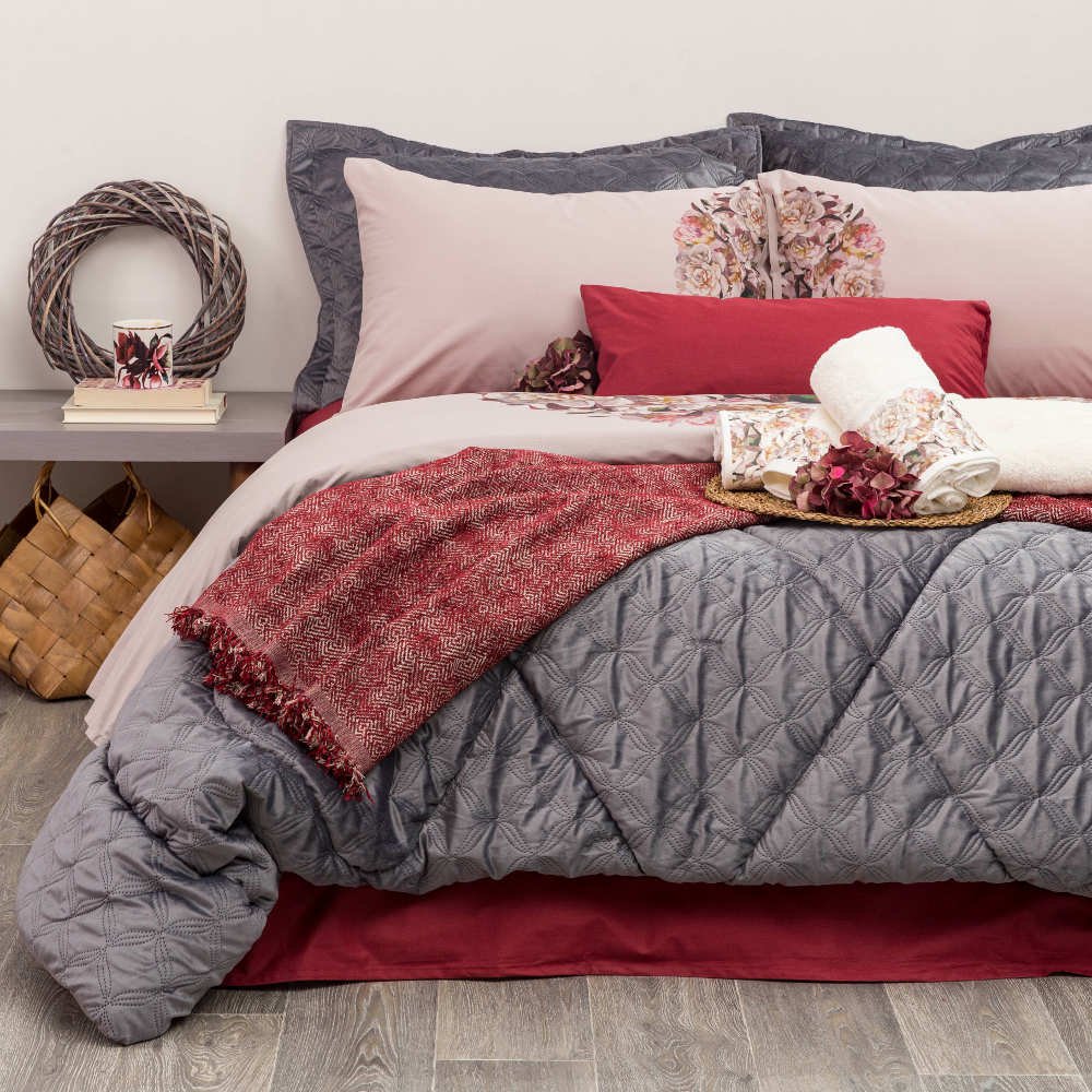 Σεντόνι Digital Print Σετ Marjorie Υπέρδιπλο - 220 x 240 cm + (2) 50 x 70 cm - Γκρι - Borea Home Textiles