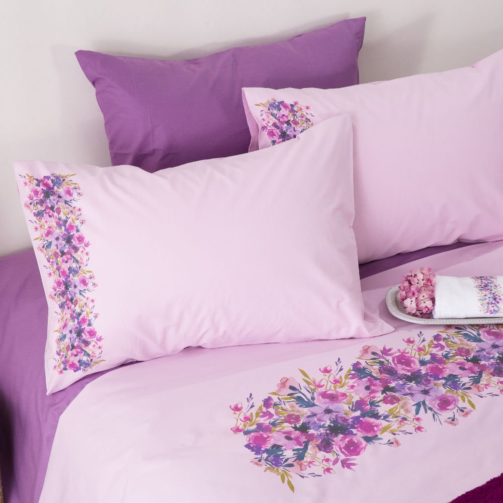 Σεντόνι Digital Print Σετ Παιώνια Υπέρδιπλο - 220 x 240 cm + (2) 50 x 70 cm - Λιλά - Borea Home Textiles