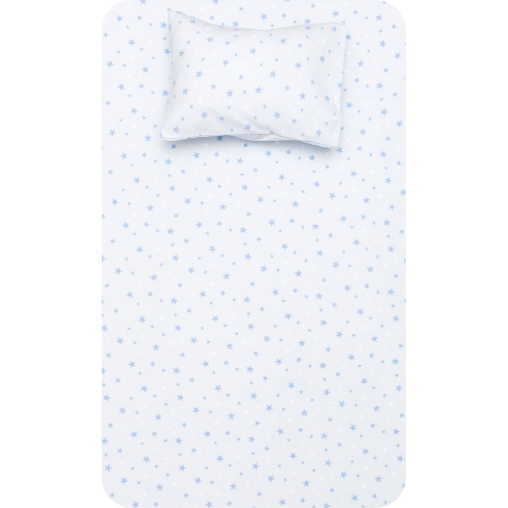 Σεντόνι Φανελένιο Σετ Αστεράκια Σιέλ - 160 x 240 cm + 50 x 70 cm - Σιέλ - Borea Home Textiles