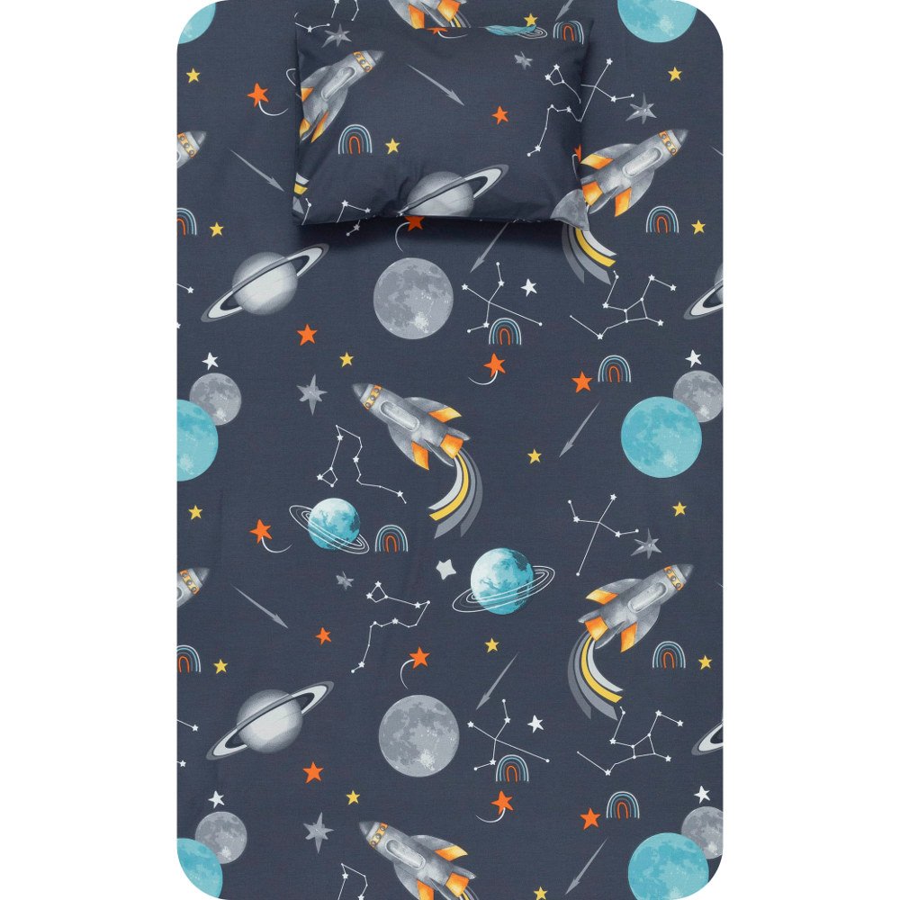 Σεντόνι Σετ 2ΤΜΧ Γαλαξίας Μονό Γκρι - 160 x 240 cm + 50 x 70 cm - Γκρι - Borea Home Textiles