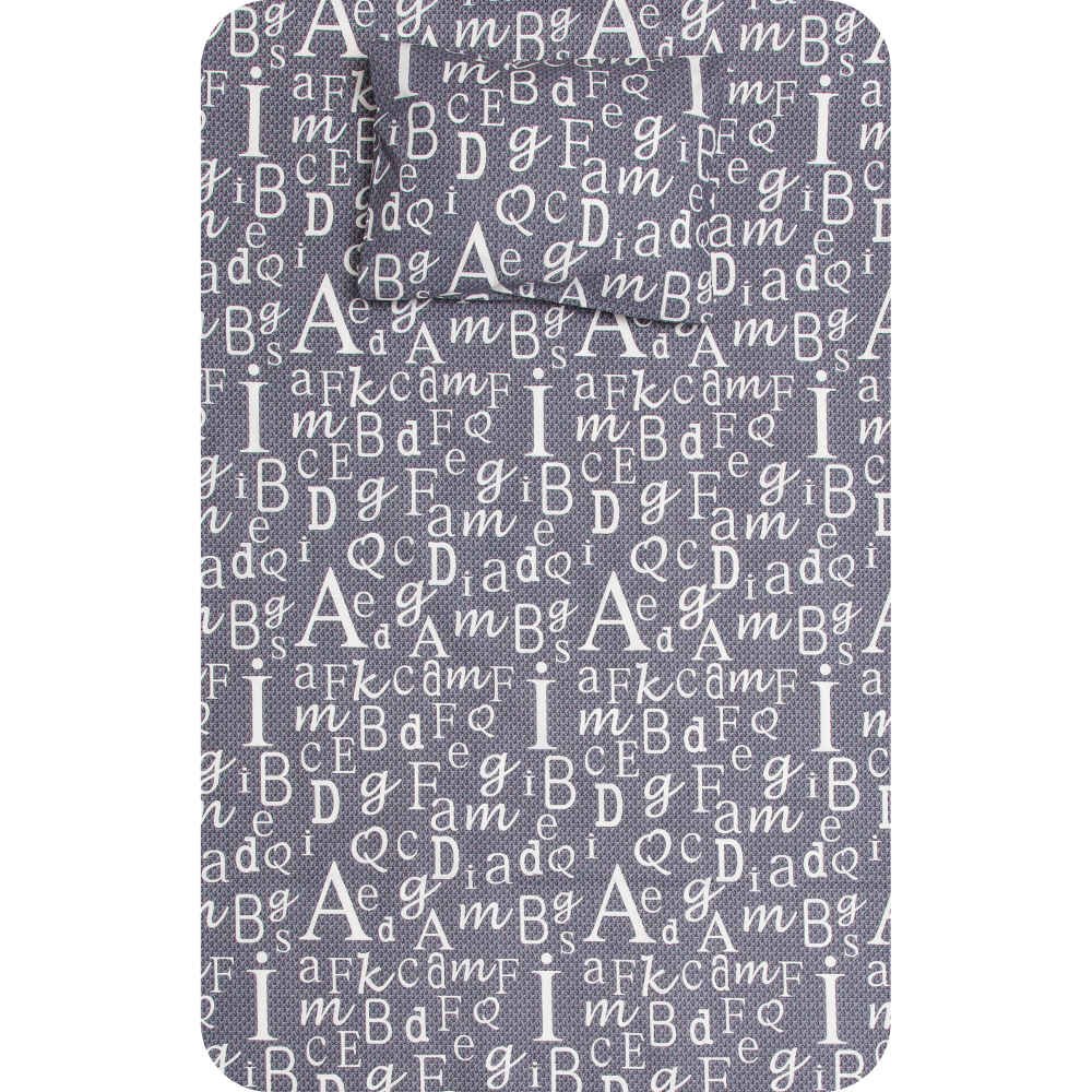 Σεντόνι Σετ 2ΤΜΧ Γράμματα Μονό Γκρι - 160 x 240 cm + 50 x 70 cm - Γκρι - Borea Home Textiles