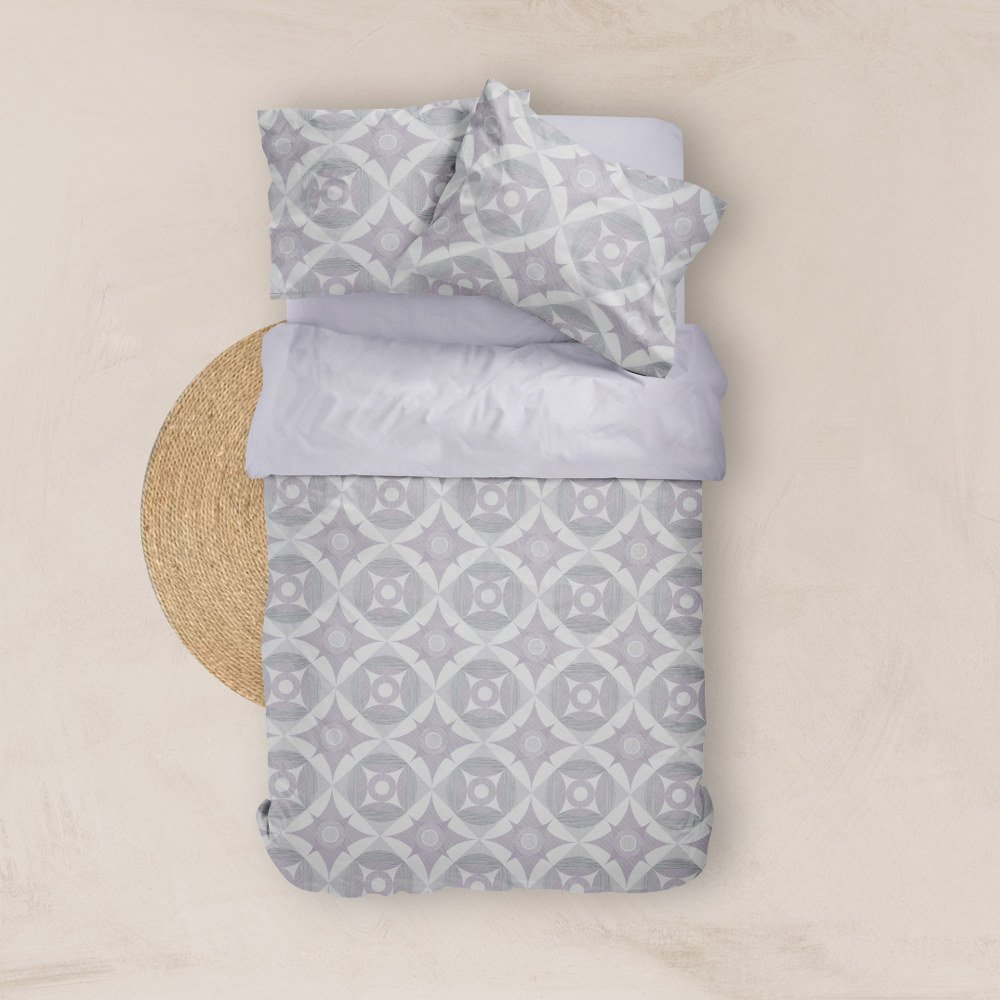 Σεντόνια Εμπριμέ Σετ Asteras Λιλά Υπέρδιπλα - (2) 240 x 260 cm + (2) 50 x 70 cm - Λιλά - Borea Home Textiles