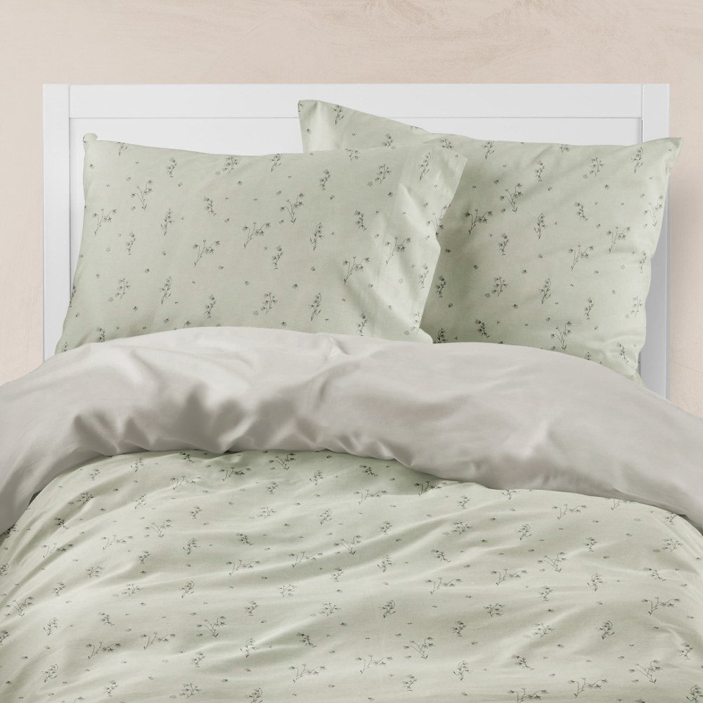 Alternative view of Σεντόνια Εμπριμέ Σετ Campanula Λαδί Υπέρδιπλα - (2) 240 x 260 cm + (2) 50 x 70 cm - Λαδί - Borea Home Textiles