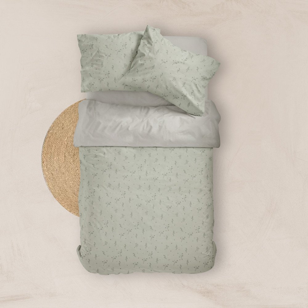 Σεντόνια Εμπριμέ Σετ Campanula Λαδί Υπέρδιπλα - (2) 240 x 260 cm + (2) 50 x 70 cm - Λαδί - Borea Home Textiles