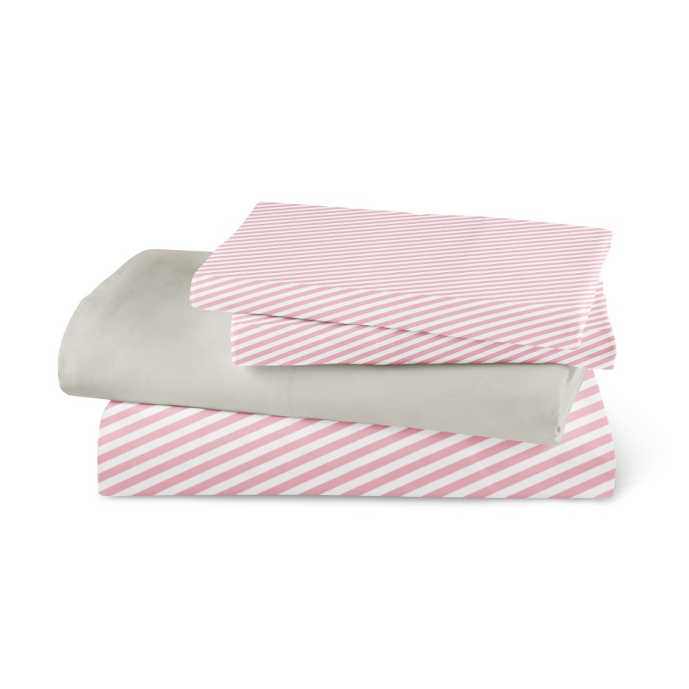 Σεντόνια Εμπριμέ Σετ Diagonal Ροζέ Υπέρδιπλα Με Λάστιχο - 220 x 240 cm + 160 x 200 cm + 40 cm + (2) 50 x 70 cm - Ροζέ - Borea Home Textiles - Image 3