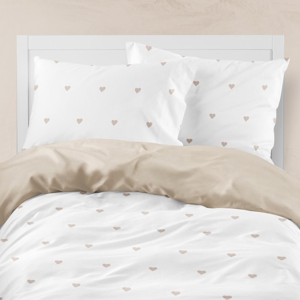Alternative view of Σεντόνια Εμπριμέ Σετ Hearts Μπεζ Υπέρδιπλα Με Λάστιχο - 220 x 240 cm + 160 x 200 cm + 40 cm + (2) 50 x 70 cm - Μπεζ - Borea Home Textiles