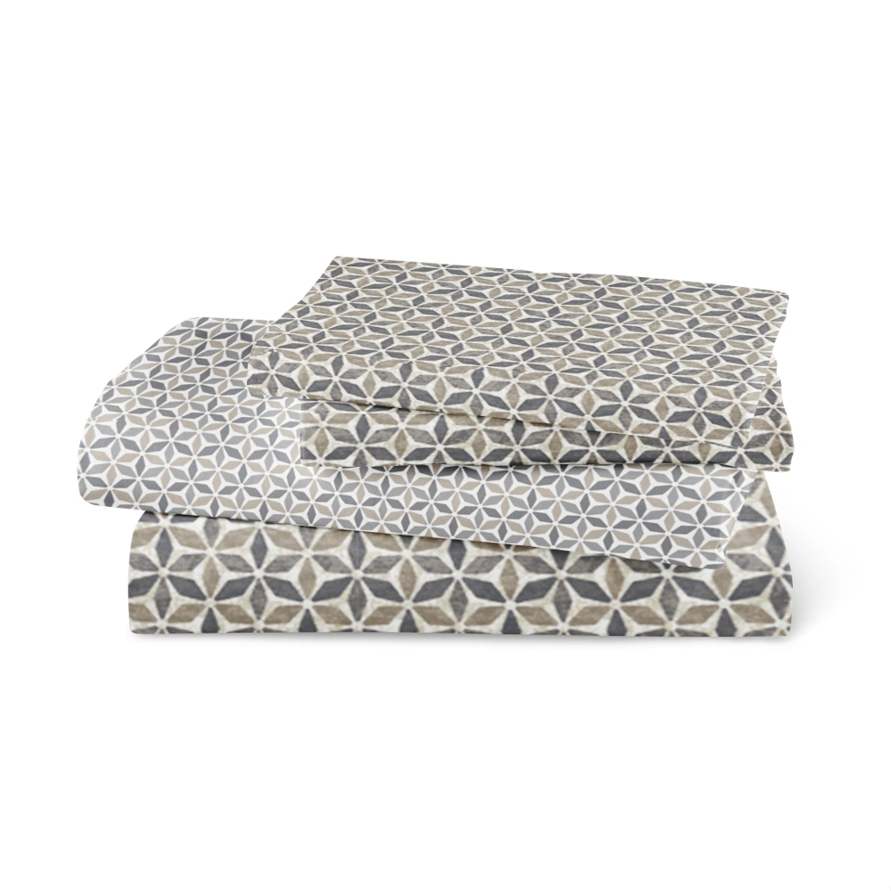 Σεντόνια Εμπριμέ Σετ Honey Μονά - (2) 160 x 240 cm + 50 x 70 cm - Γκρι - Borea Home Textiles - Image 3