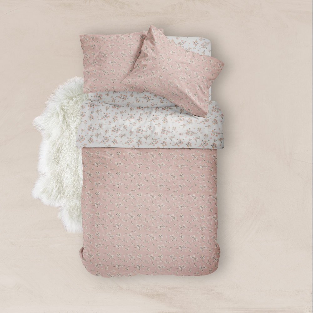 Σεντόνια Εμπριμέ Σετ Jasmine Ροζέ Υπέρδιπλα - (2) 240 x 260 cm + (2) 50 x 70 cm - Ροζέ - Borea Home Textiles