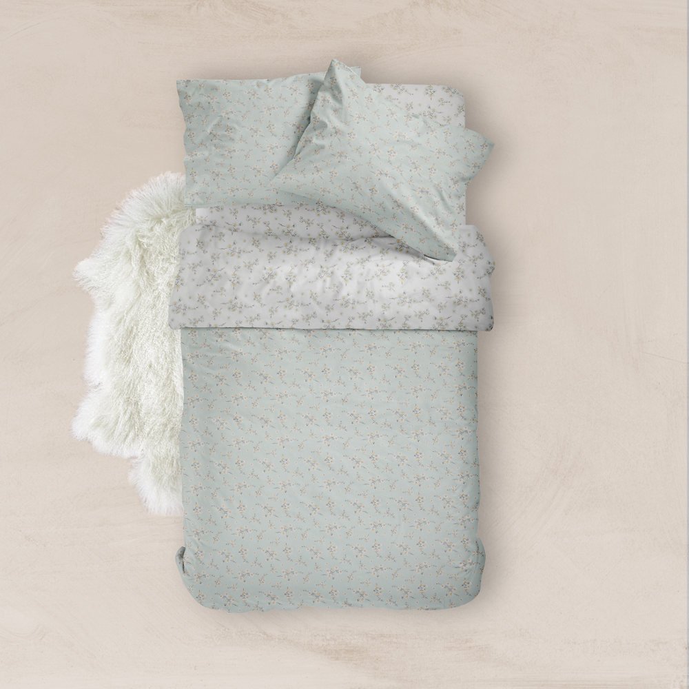 Σεντόνια Εμπριμέ Σετ Jasmine Βεραμάν Υπέρδιπλα - (2) 240 x 260 cm + (2) 50 x 70 cm - Βεραμάν - Borea Home Textiles