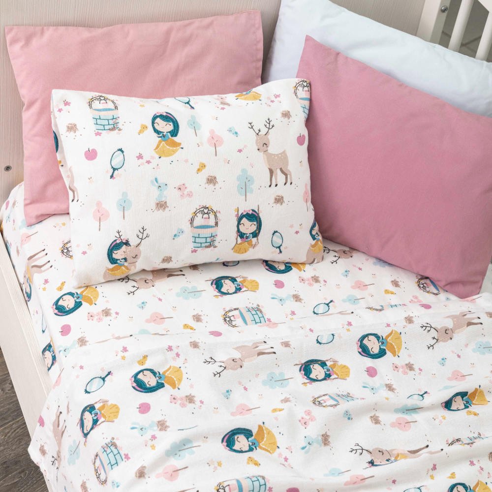 Alternative view of Σεντόνια Κούνιας Φανελένιο Σετ Πριγκίπισσα - (2) 120 x 160 cm + 30 x 40 cm - Ροζέ - Borea Home Textiles