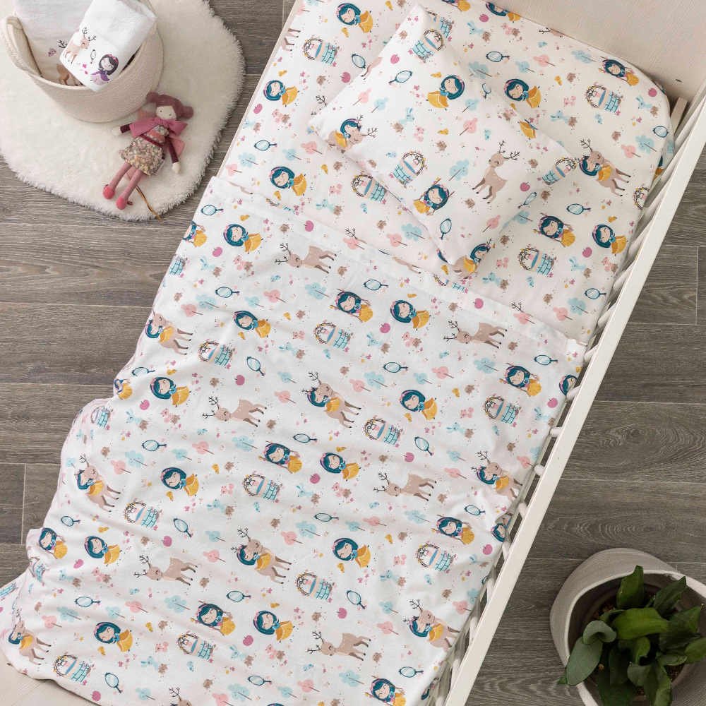 Σεντόνια Κούνιας Φανελένιο Σετ Πριγκίπισσα - (2) 120 x 160 cm + 30 x 40 cm - Ροζέ - Borea Home Textiles