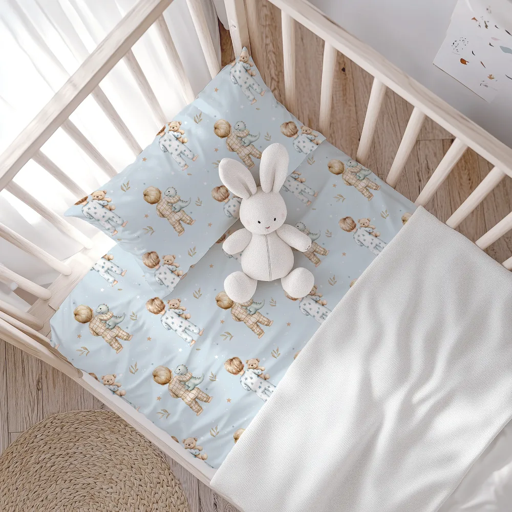 Σεντόνια Κούνιας Σετ Goodnight Σιέλ - (2) 120 x 160 cm + 30 x 40 cm - Σιέλ - Borea Home Textiles