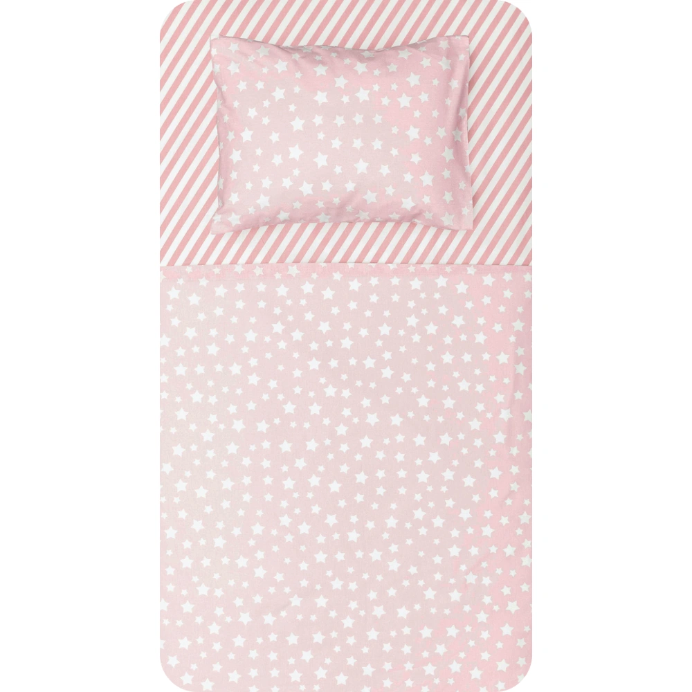 Σεντόνια Κούνιας Σετ Jingle Ροζ - (2) 120 x 160 cm + 30 x 40 cm - Ροζ - Borea Home Textiles