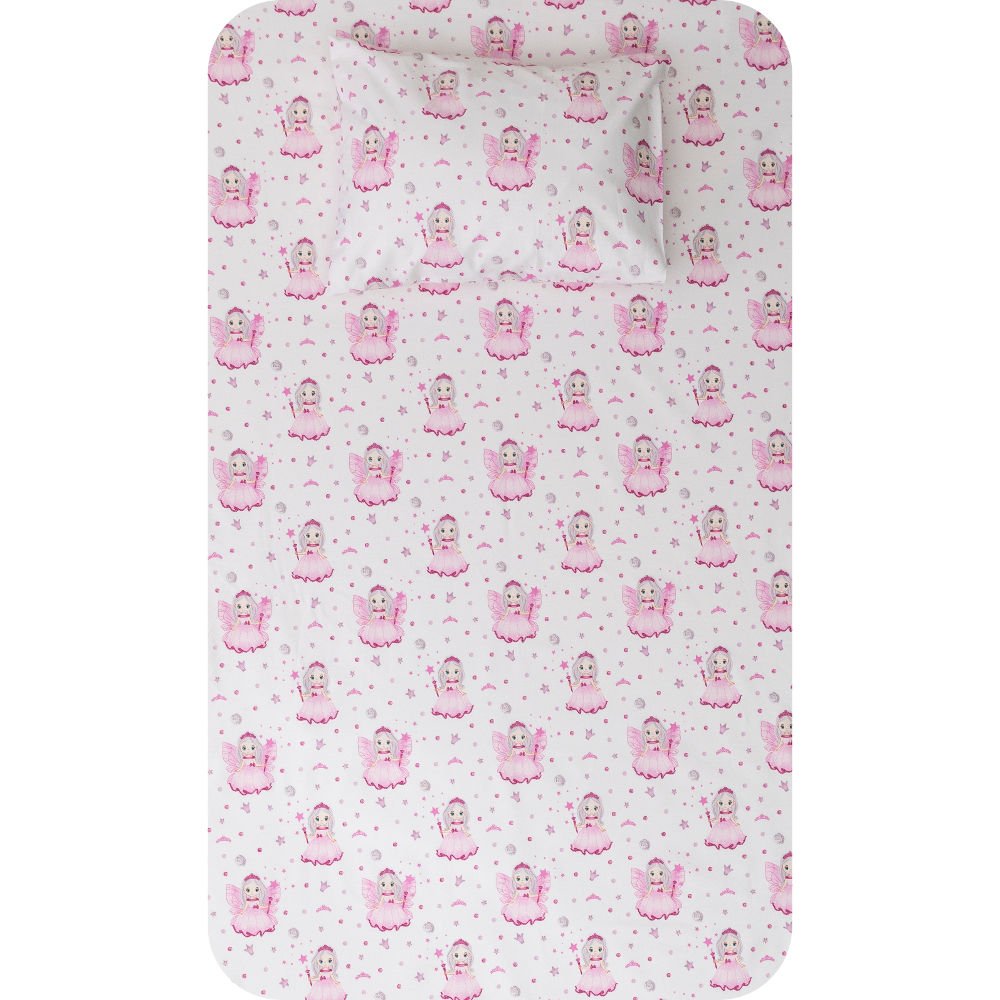 Σεντόνια Κούνιας Σετ Νεράιδα Ροζ - (2) 120 x 160 cm + 30 x 40 cm - Ροζ - Borea Home Textiles