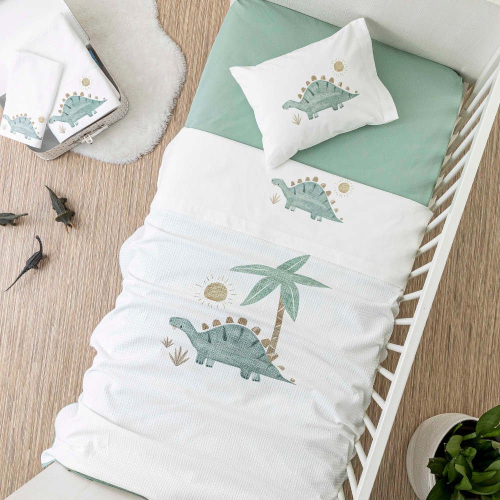 Σεντόνια Κούνιας Σετ Stompy - (2) 120 x 160 cm + 30 x 40 cm - Λευκό-Βεραμάν - Borea Home Textiles