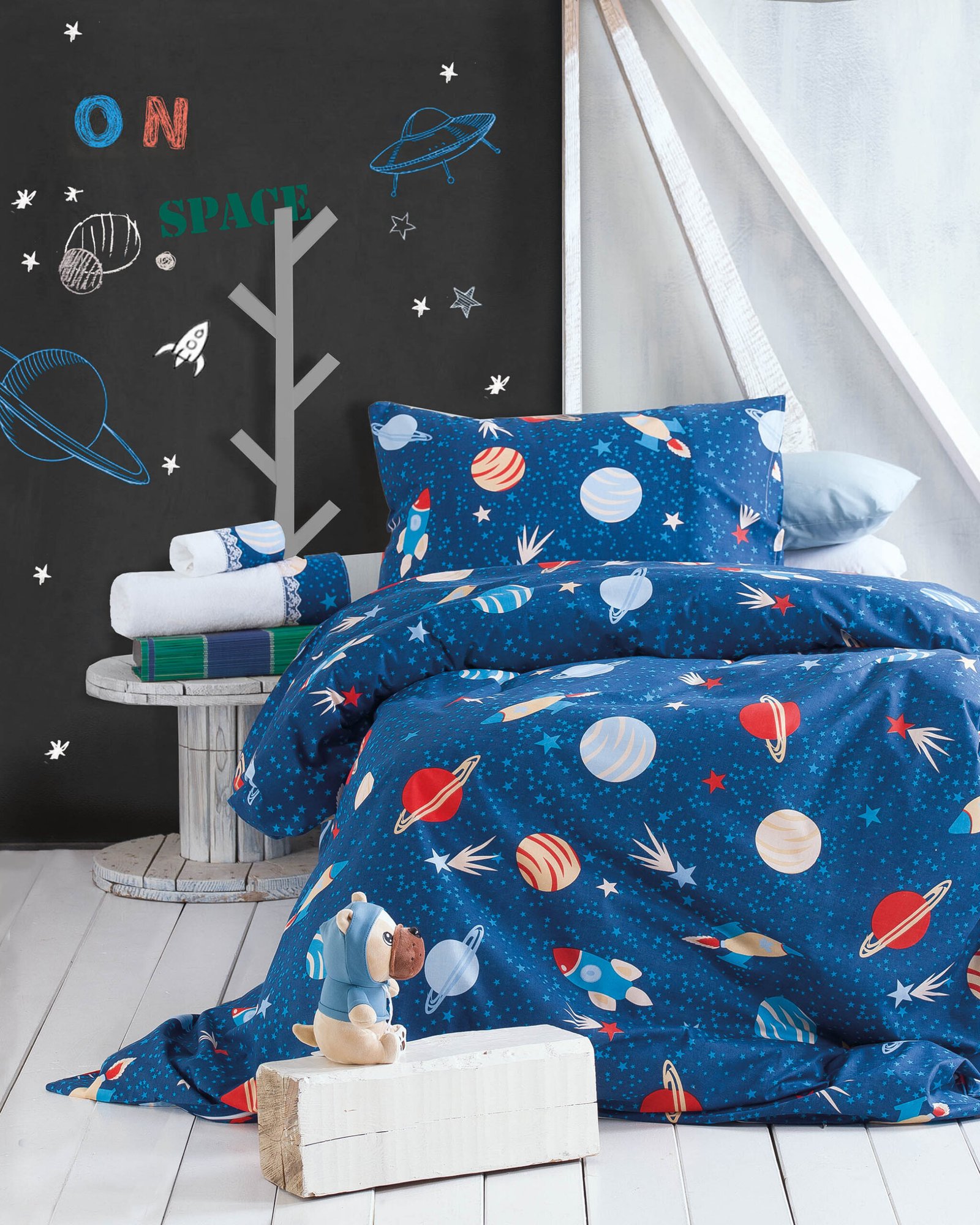 SPACE ODYSSEY - ΣΕΤ ΠΑΠΛΩΜΑΤΟΘΗΚΗ ΠΑΙΔΙΚΗ 2 ΤΕΜ. - ΜΠΛΕ - ΗΜΙΔΙΠΛΟ (160X250) - Rythmos