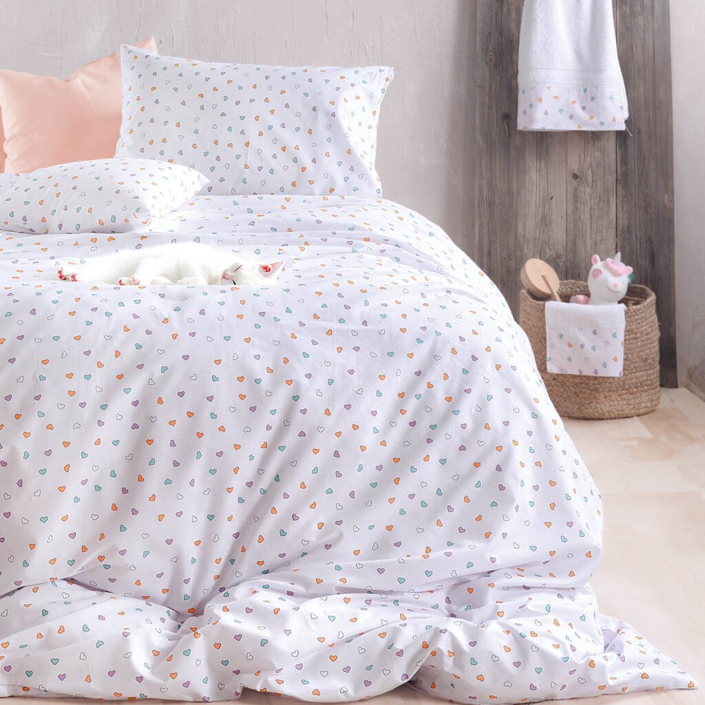 TINY HEART ΛΕΥΚΟ - ΣΕΤ ΠΑΠΛΩΜΑΤΟΘΗΚΗ ΠΑΙΔΙΚΗ 2 ΤΕΜ. - ΛΕΥΚΟ - ΗΜΙΔΙΠΛΟ (160X250) - Rythmos