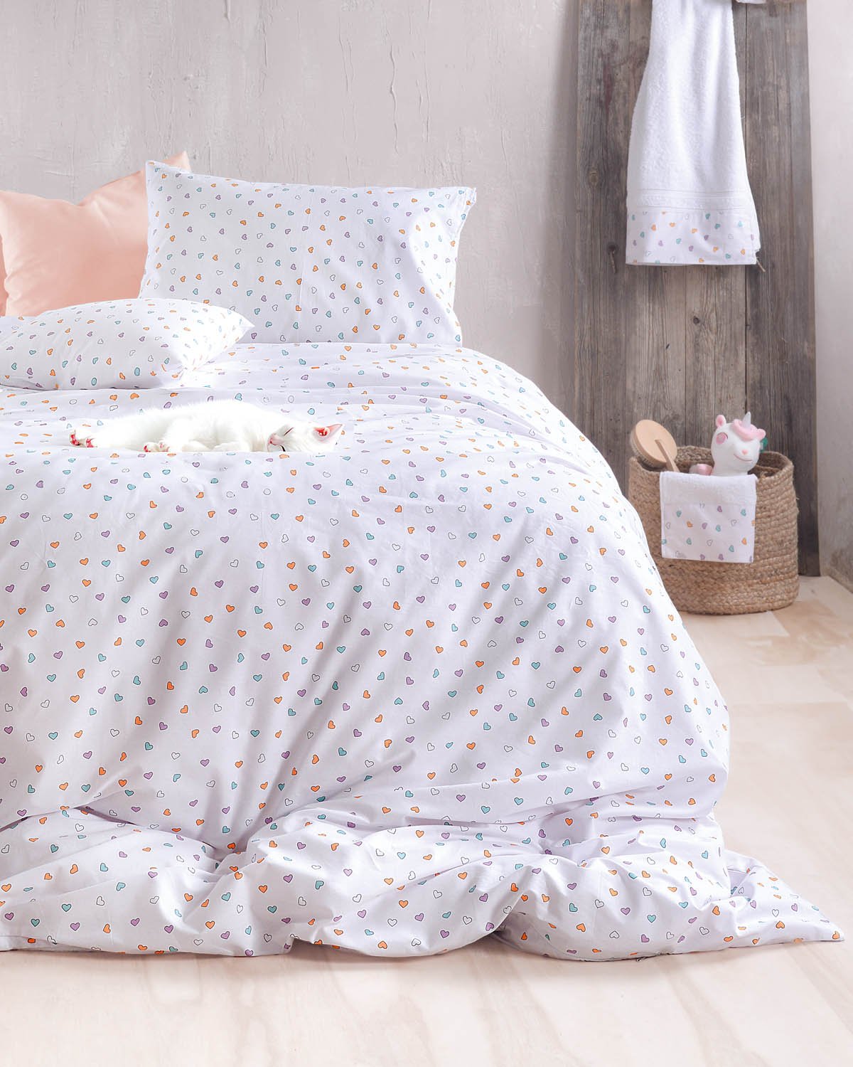 TINY HEART ΛΕΥΚΟ - ΣΕΤ ΠΑΠΛΩΜΑΤΟΘΗΚΗ ΠΑΙΔΙΚΗ 2 ΤΕΜ. - ΛΕΥΚΟ - ΗΜΙΔΙΠΛΟ (160X250) - Rythmos