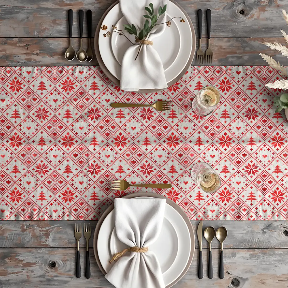 Τραβέρσα Χριστουγεννιάτικη Feliz - 50 x 180 cm - Μπεζ - Borea Home Textiles