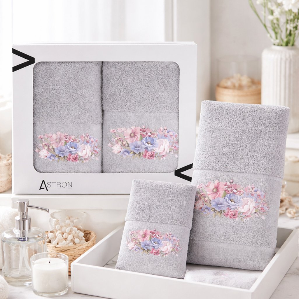 Πετσέτες (Σετ 2 τεμ.) Selena Grey 66633 - Astron Italy